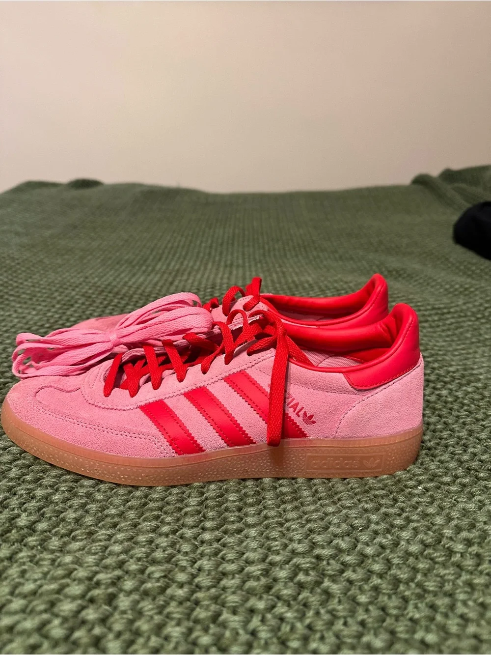 adidas Pink and Red Spezial Low-Top Sneakers